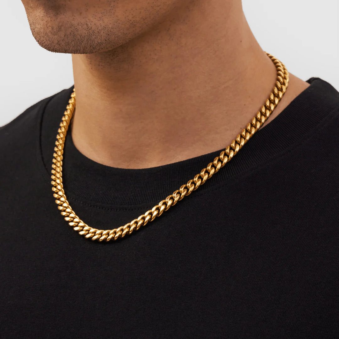 8mm Cuban Link Chain - Gold