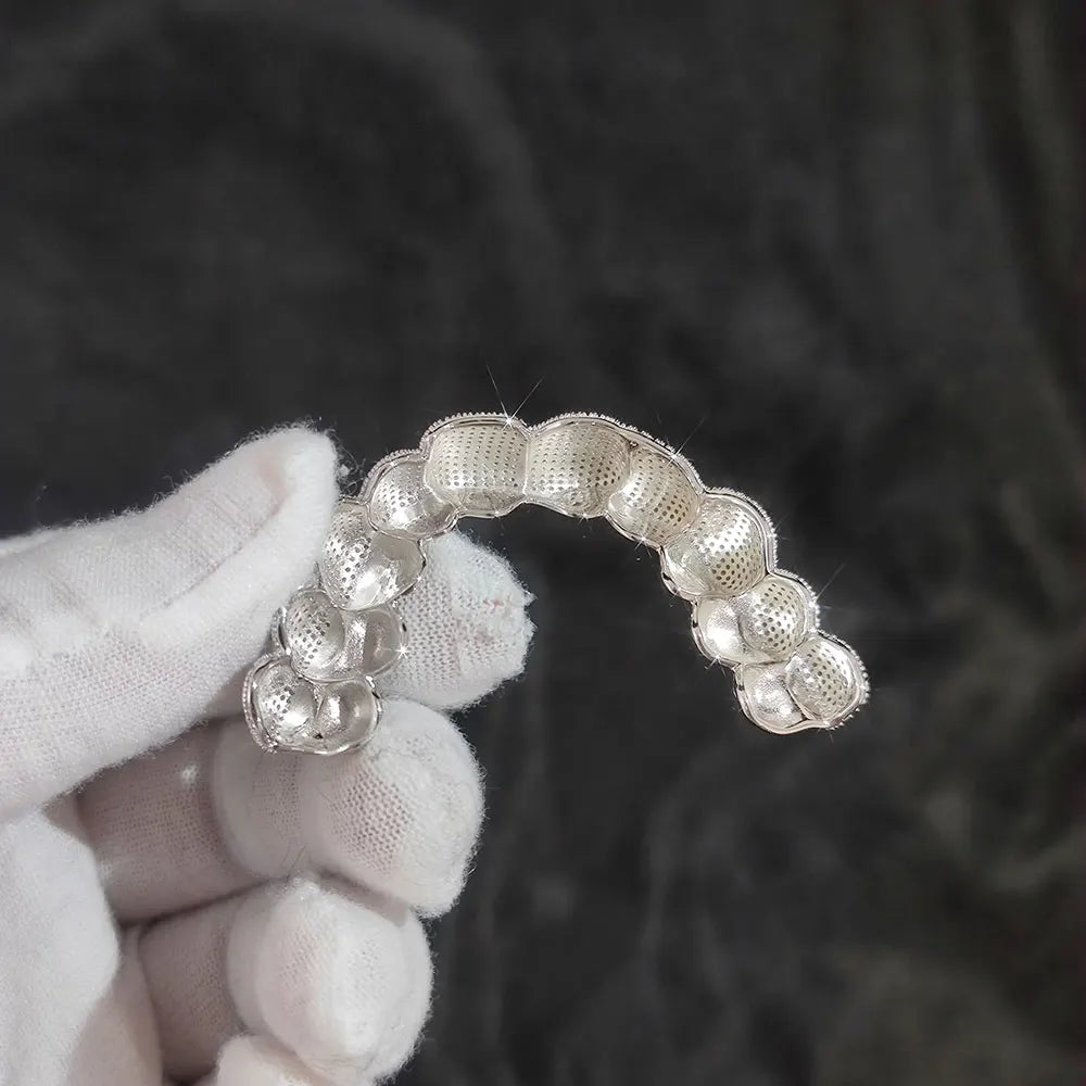 Custom Moissanite Silver Grillz