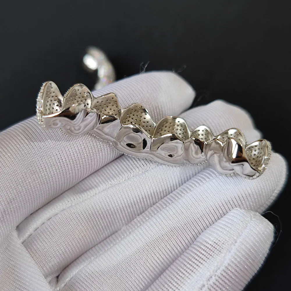 Custom Moissanite Silver Grillz