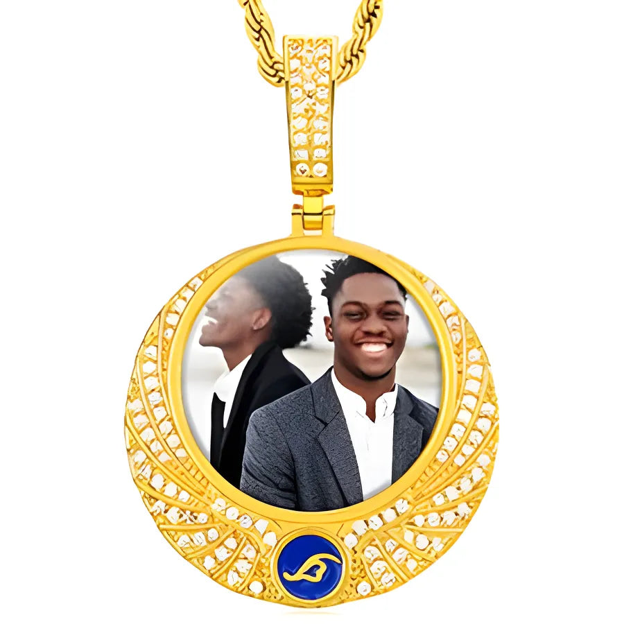 Custom Photo Medallion Pendant - CZ / Gold / Only Pendant