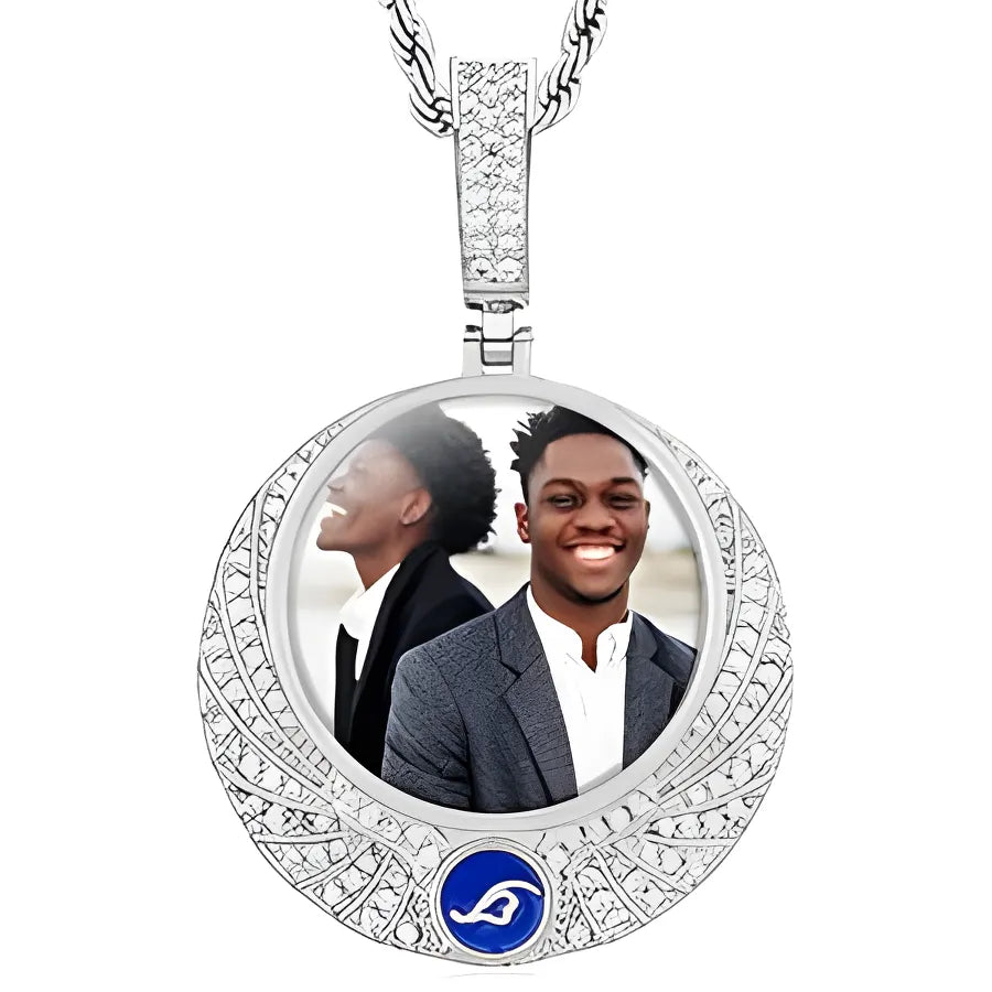 Custom Photo Medallion Pendant - CZ / Silver / Only Pendant