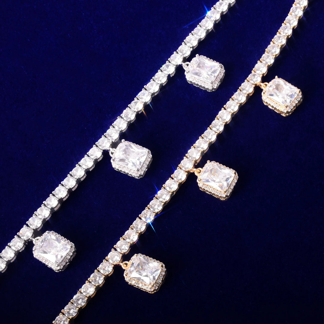 Elegant White Crystal Tennis Bracelet in Luxe Gold Finish