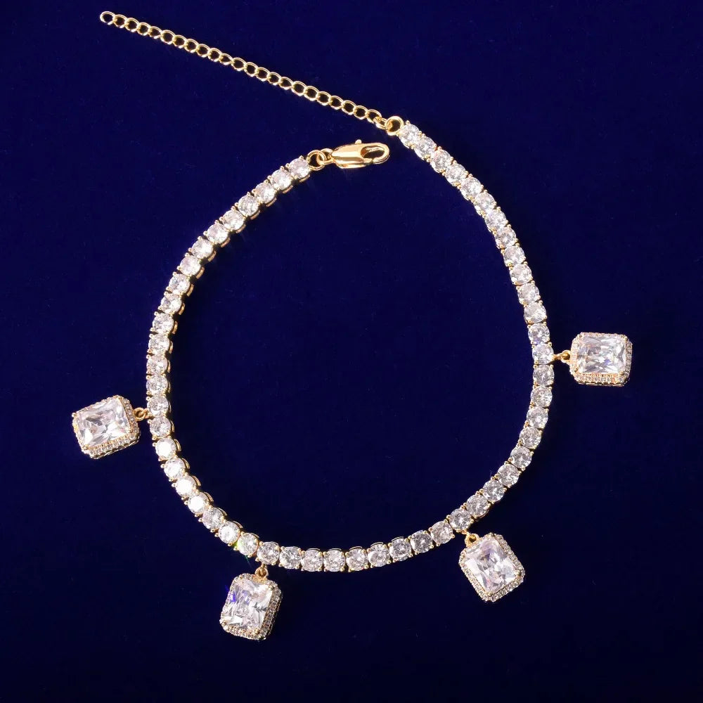 Elegant White Crystal Tennis Bracelet in Luxe Gold Finish