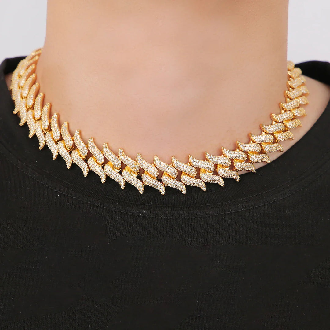 Exquisite Gold Plated Mustache Cuban Link Necklace