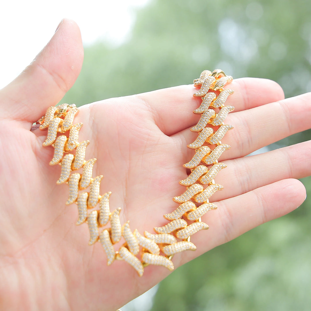 Exquisite Gold Plated Mustache Cuban Link Necklace