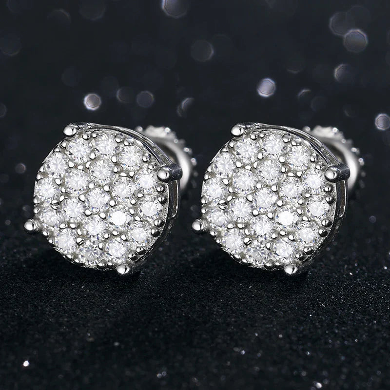 Exquisite Moissanite Round Studs in Sterling Silver