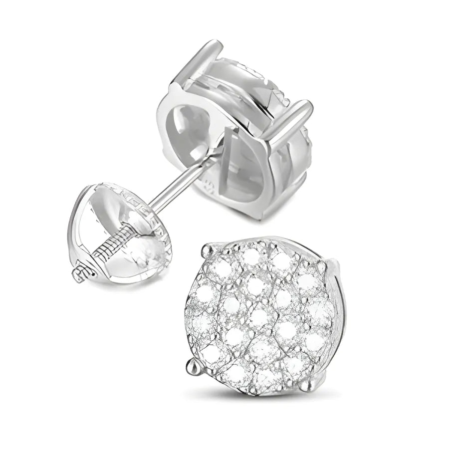 Exquisite Moissanite Round Studs in Sterling Silver - Silver / CHINA