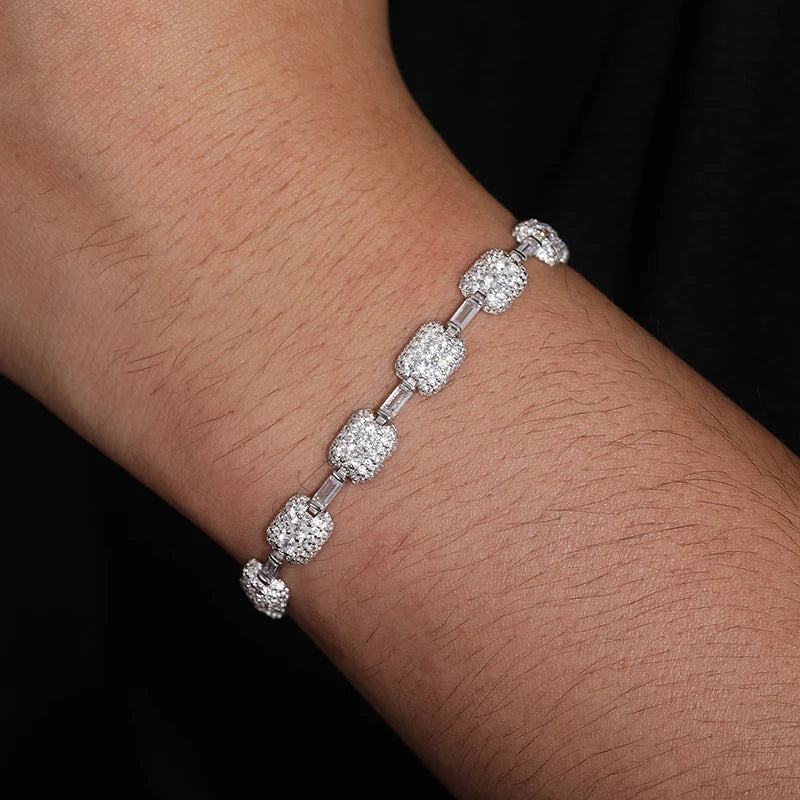 Exquisite Moissanite Silver Chain Bracelet