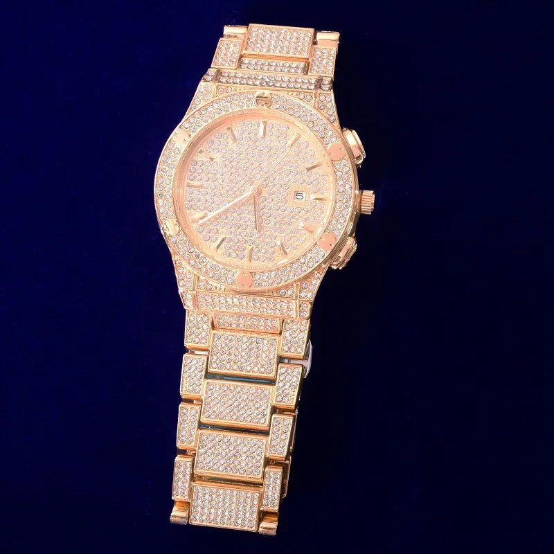 Fully Iced Out Date-Just Watch - Gold