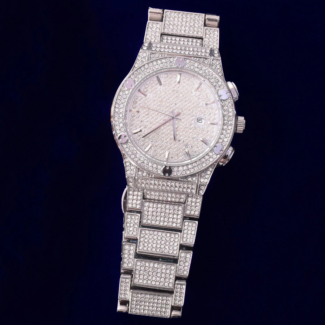 Fully Iced Out Date-Just Watch - Silver