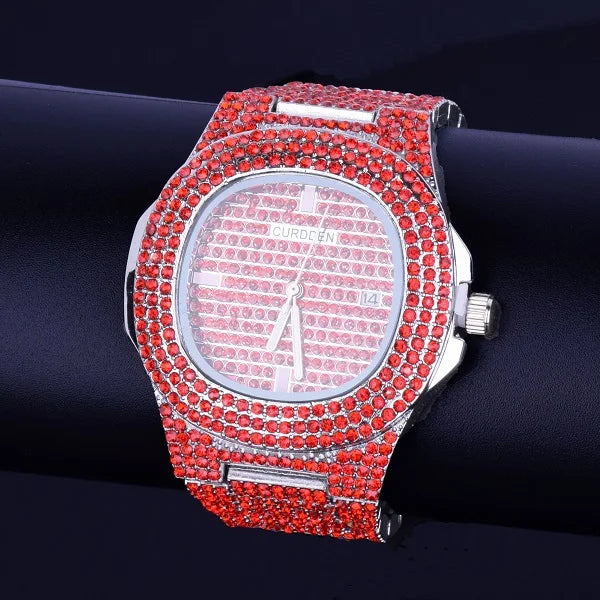 Fully Iced Out Watch - Red