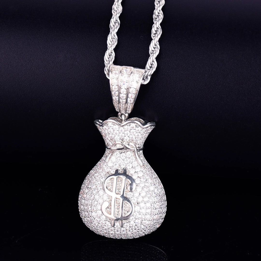 Gold Dollar Bag Bling Pendant Necklace