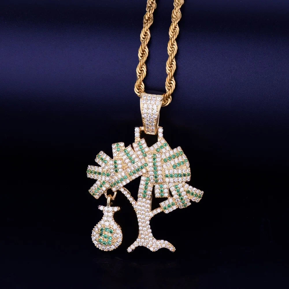 Gold MoneyTree Diamond Pendant Necklace