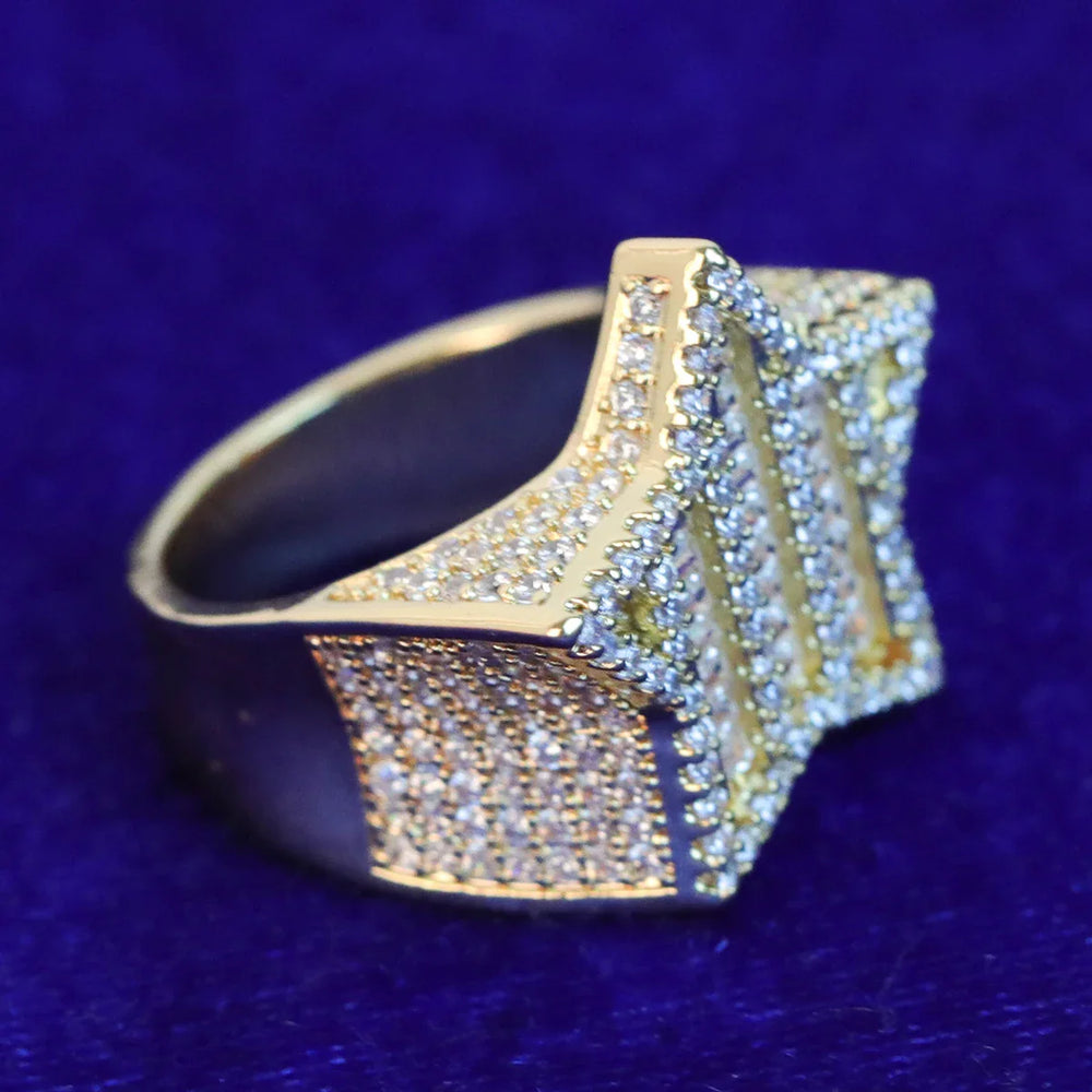 Gold Plated Baguette Star Charm Ring