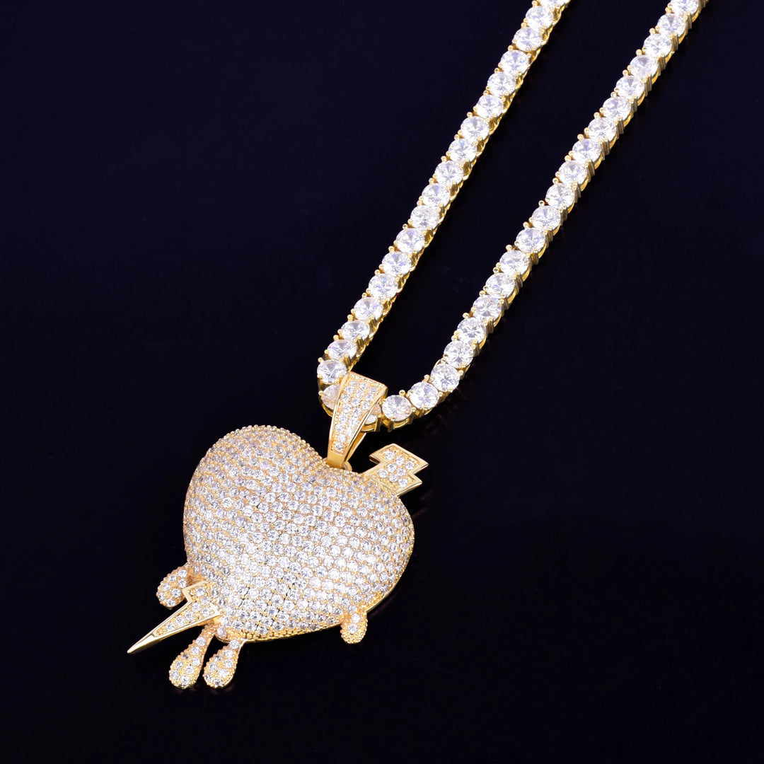 Heart Lightning Gold Pendant Necklace