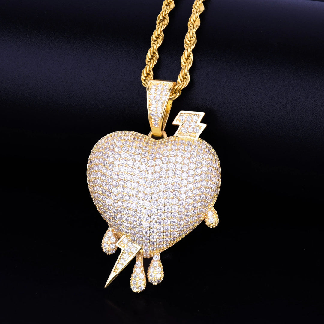 Heart Lightning Gold Pendant Necklace