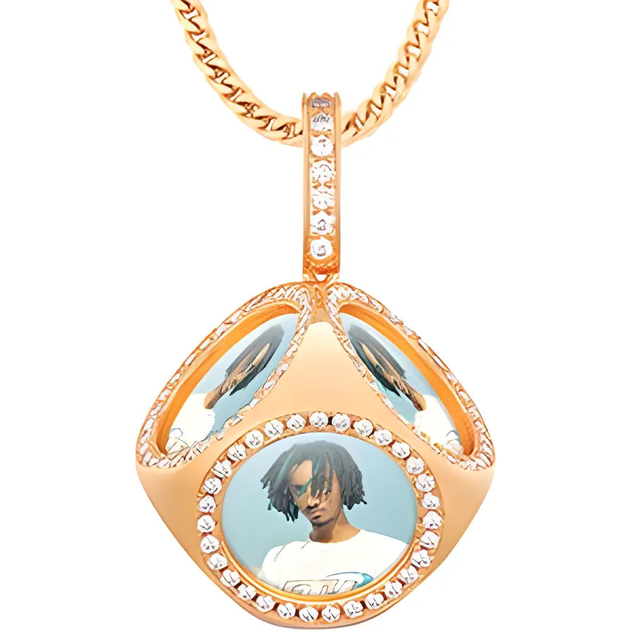 Heart-Shaped Custom Photo Medallion Necklace - Franco Chain / Rose Gold / United States|Commonly|30inch|Commonly