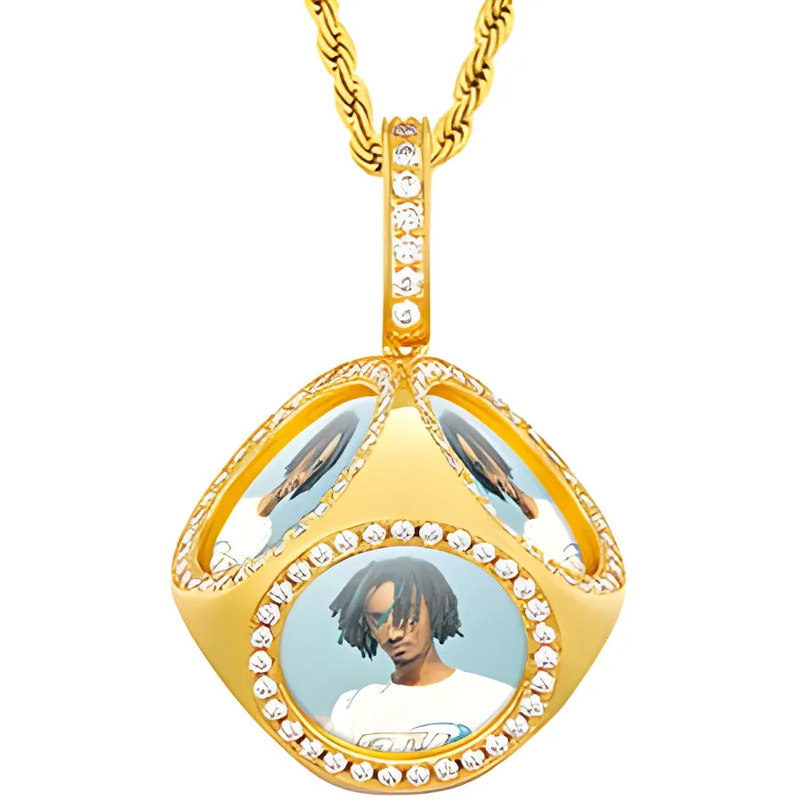 Heart-Shaped Custom Photo Medallion Necklace - Tennis Chain / Gold / United States|Commonly|24inch|Commonly