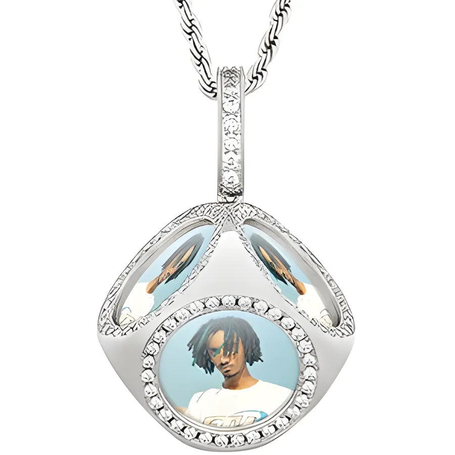 Heart-Shaped Custom Photo Medallion Necklace - Tennis Chain / Silver / United States|Commonly|No Chain|Commonly