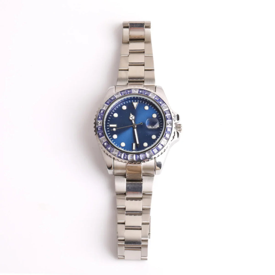 Ice Big Gold Waterproof Watch - blue-silver / CHINA