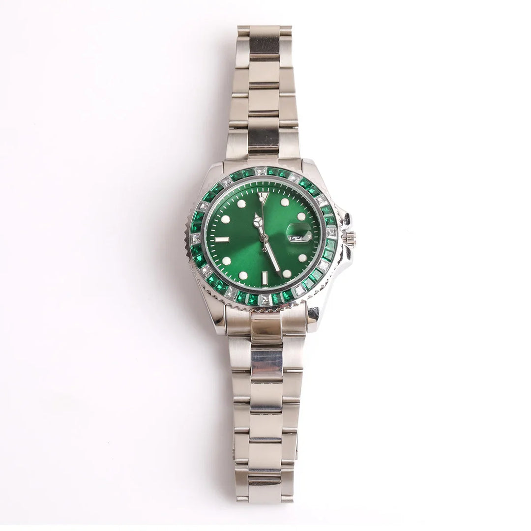 Ice Big Gold Waterproof Watch - green-silver / CHINA