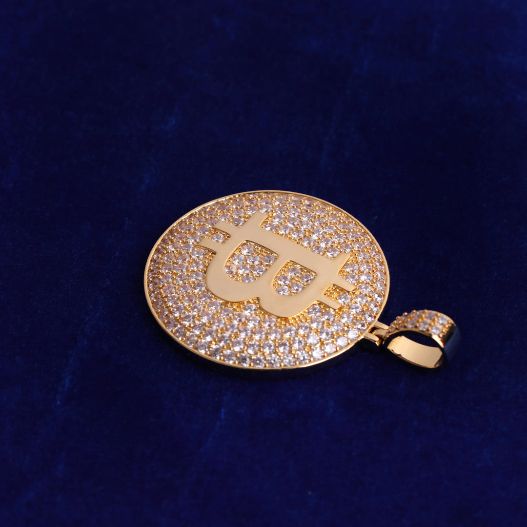 Iced Out Bitcoin Pendant Necklace