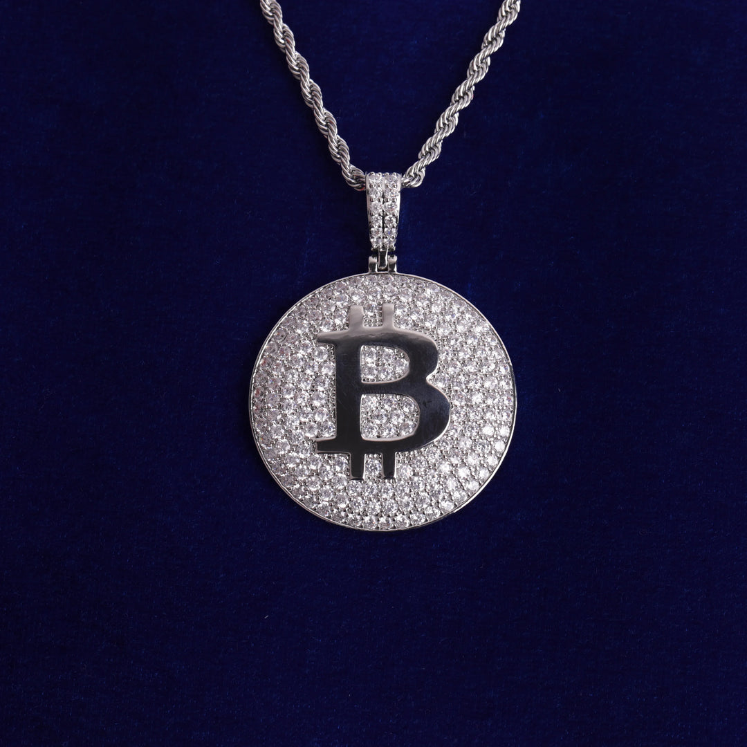 Iced Out Bitcoin Pendant Necklace