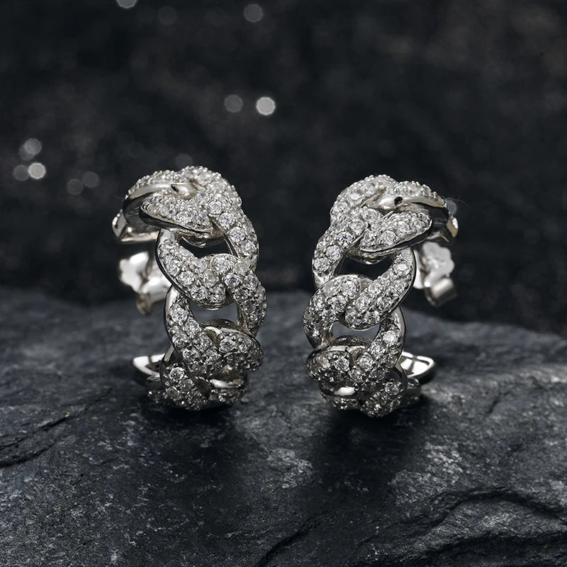 Iced Out Cuban Stud Earrings