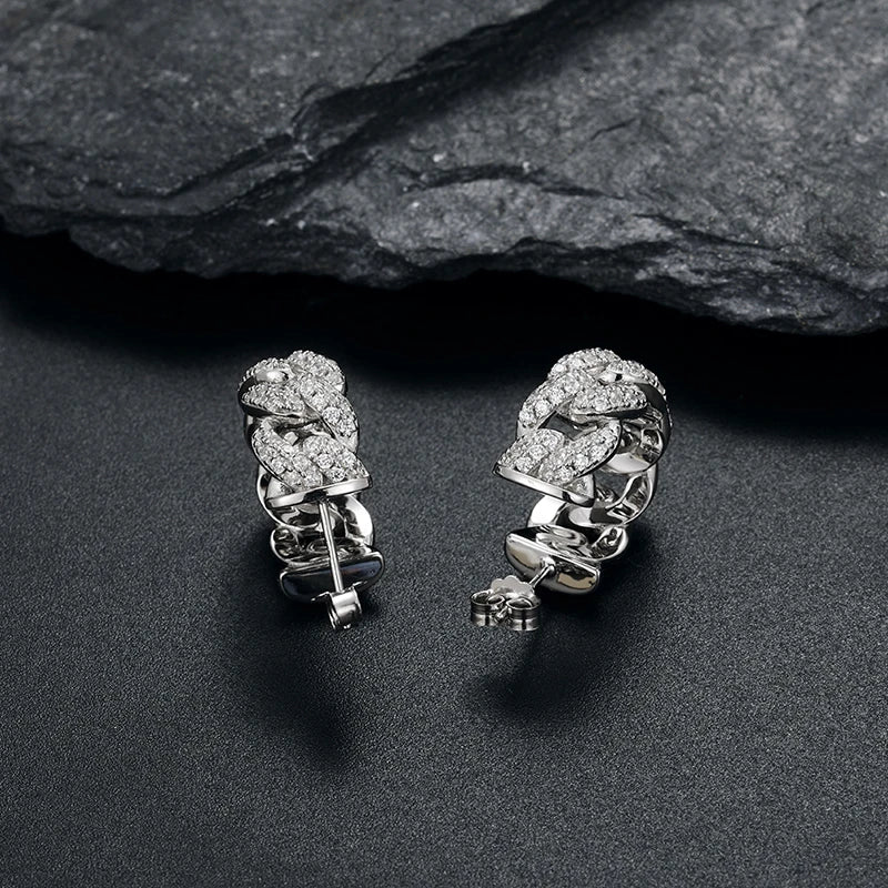 Iced Out Cuban Stud Earrings