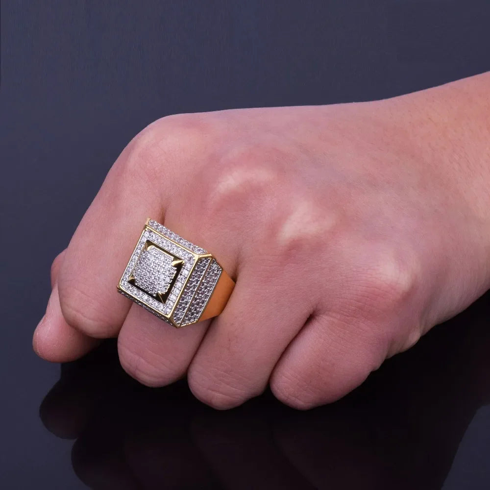 Iced Out Gold Copper Ring