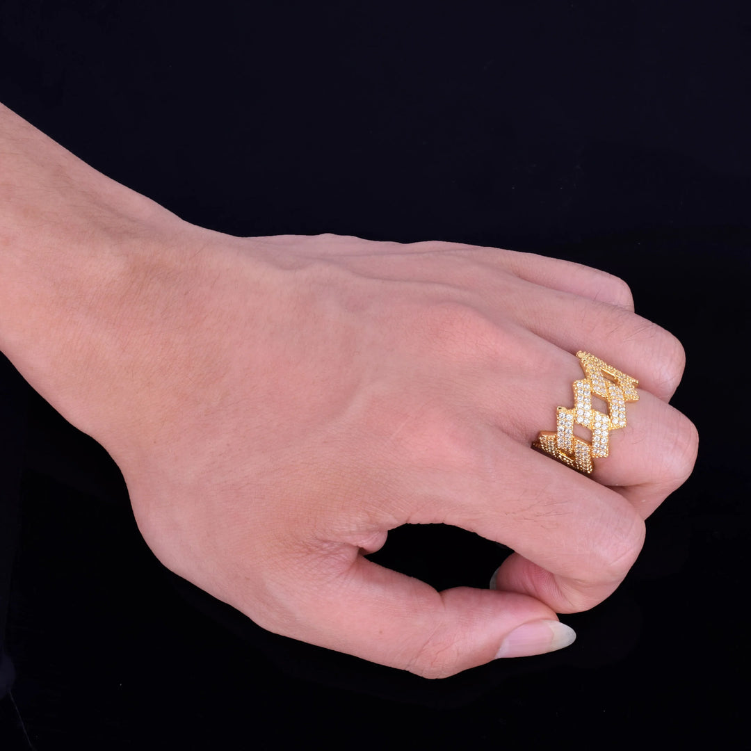 Iced Out Gold Cuban Link Ring