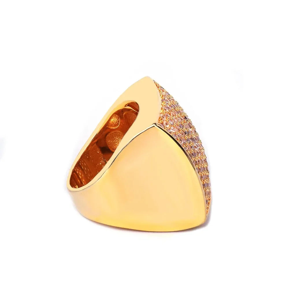 Iced Out Gold Plated Geometric Ring