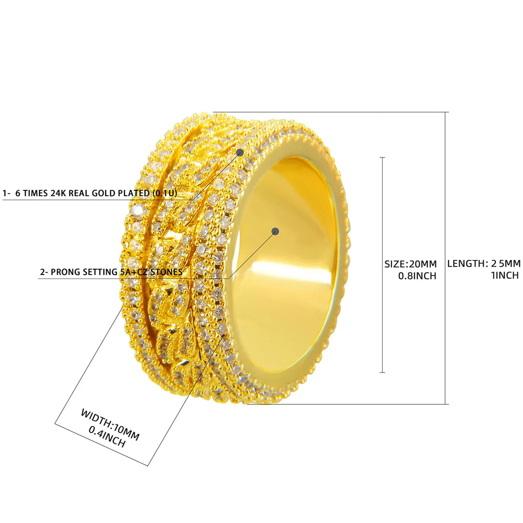 Iced Out Gold Plated Spinning Ring