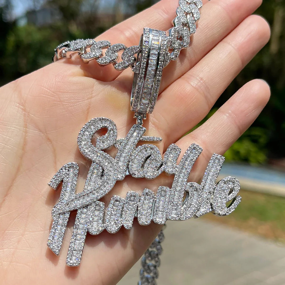 Iced Out Gold Plated Stay Humble Pendant