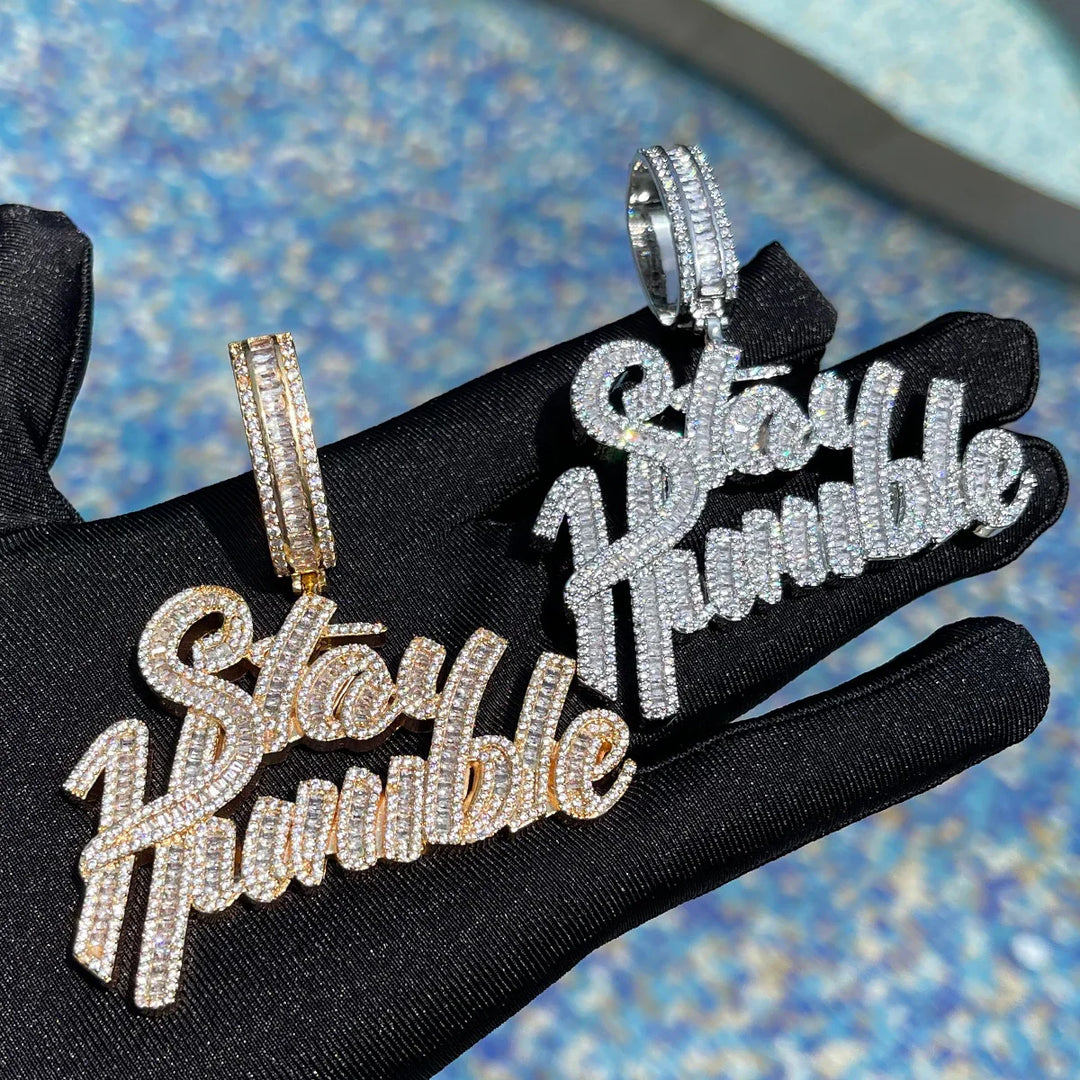 Iced Out Gold Plated Stay Humble Pendant