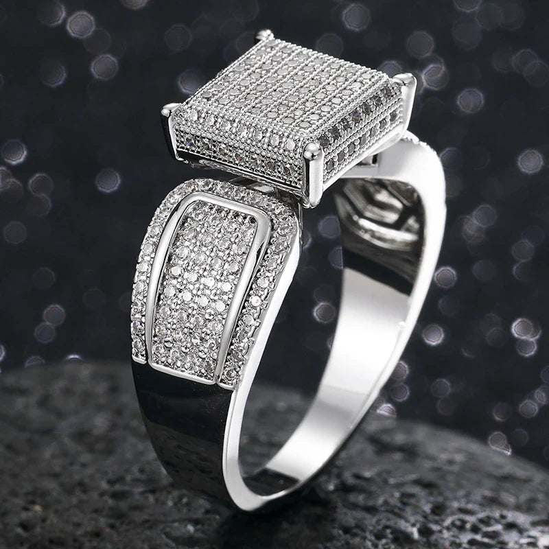 Iced Out Micro Pave CZ Diamond Band Ring