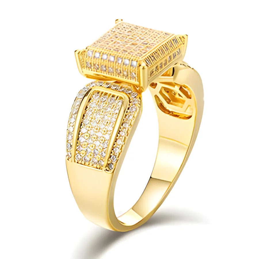 Iced Out Micro Pave CZ Diamond Band Ring - Gold / 8 / United States