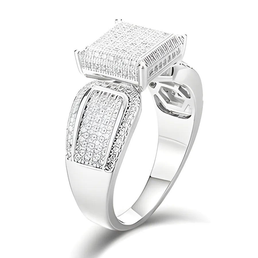 Iced Out Micro Pave CZ Diamond Band Ring - Silver / 8 / United States