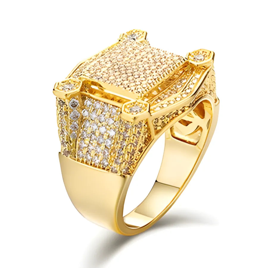 Iced Out Micro Pave Engagement Ring - Gold / 8 / CHINA