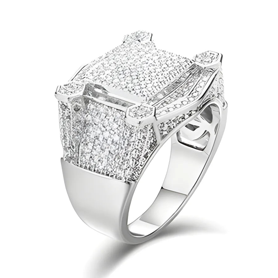 Iced Out Micro Pave Engagement Ring - Silver / 10 / CHINA