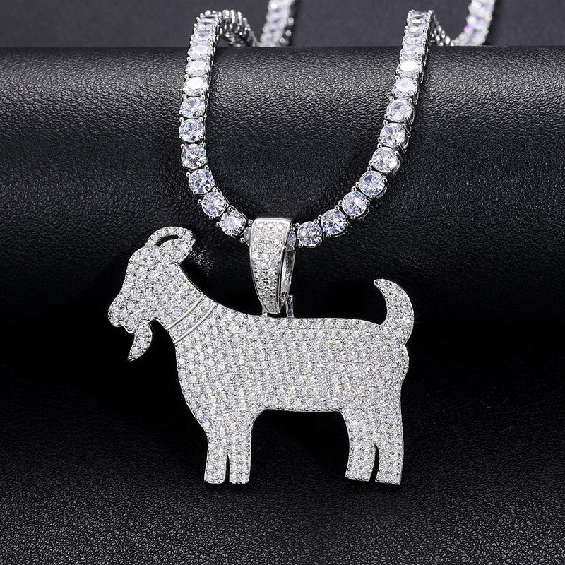 Iced Out Moissanite Sheep Pendant in Sterling Silver