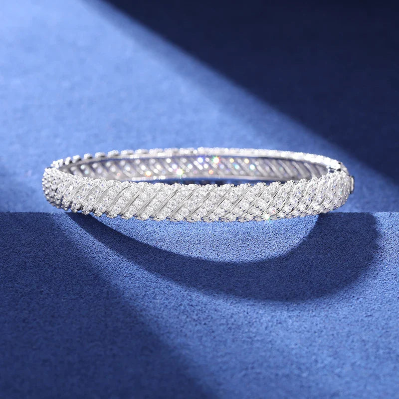 Iced Out Moissanite Twist Bangle