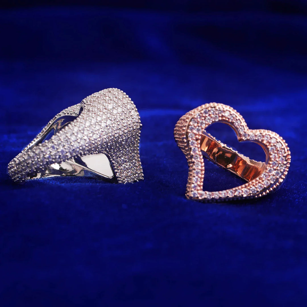 Iced Out Open Heart Ring