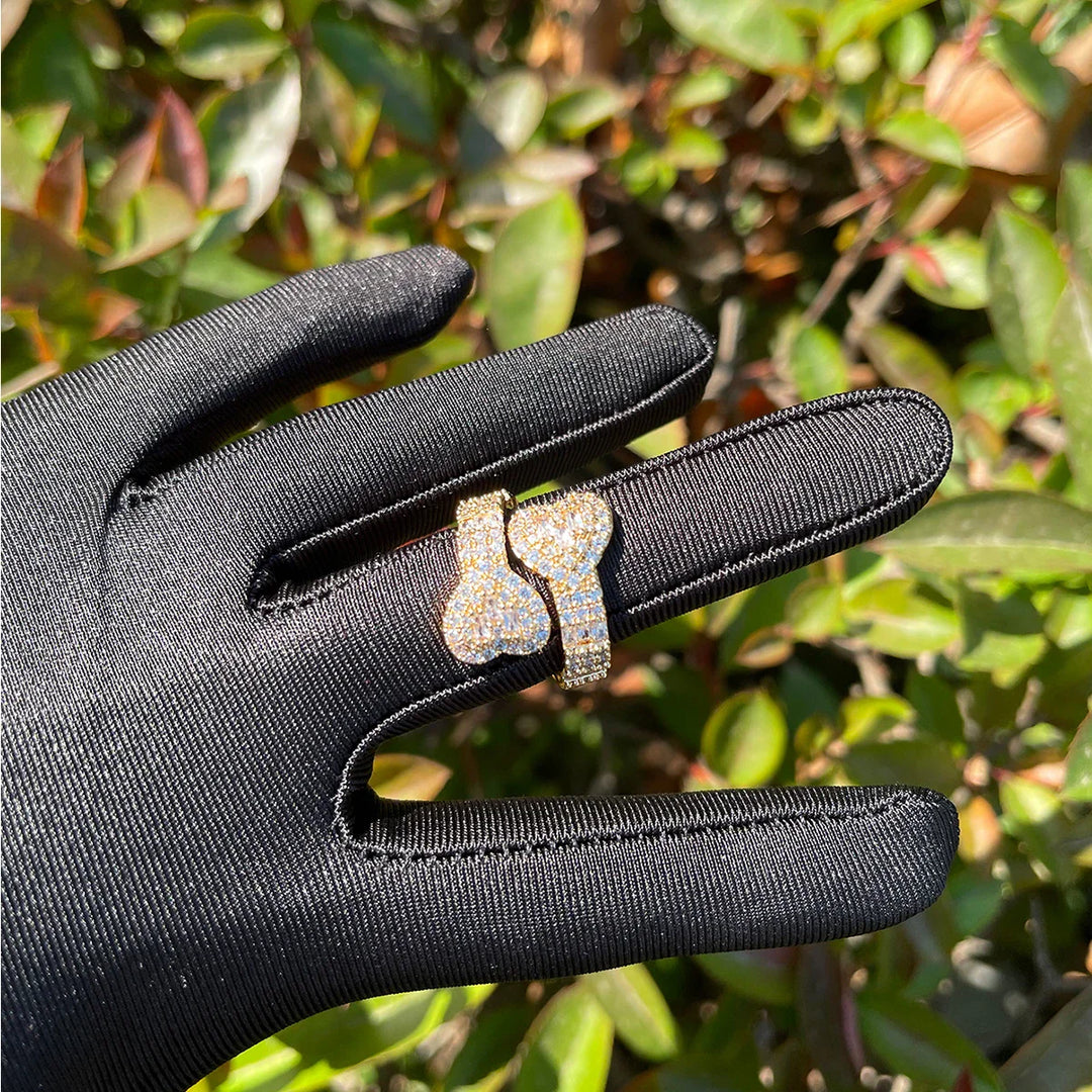 Iced Out Open Heart Ring in 24K Gold