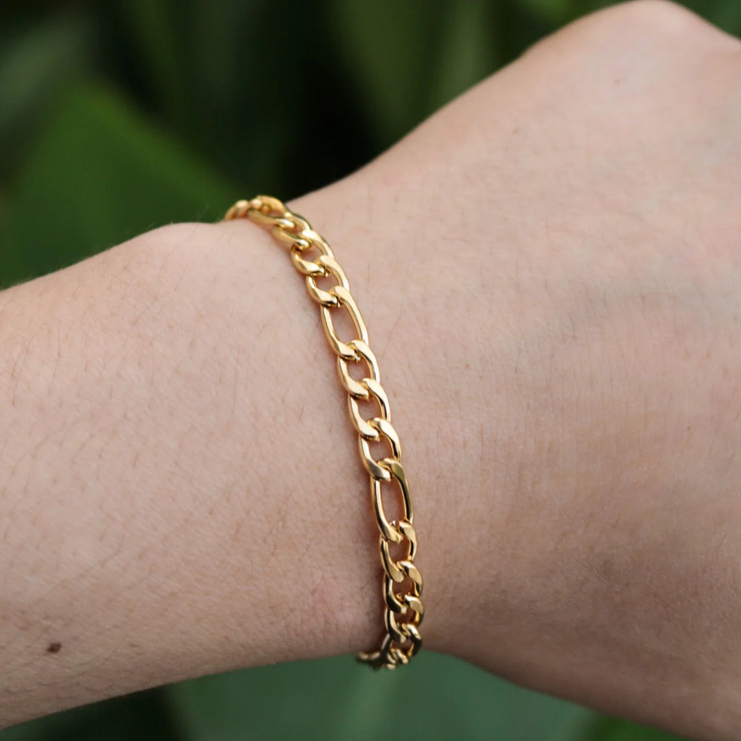 5mm Figaro Link Bracelet - Gold