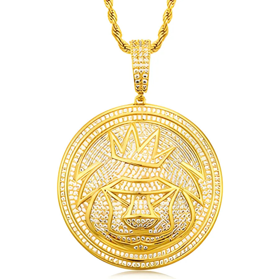 Lion King Micro Pave Pendant Necklace - Franco Chain|30inch / Gold / United States