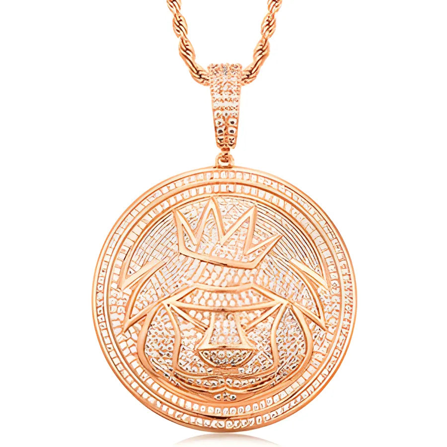 Lion King Micro Pave Pendant Necklace - Franco Chain|30inch / Rose Gold / United States