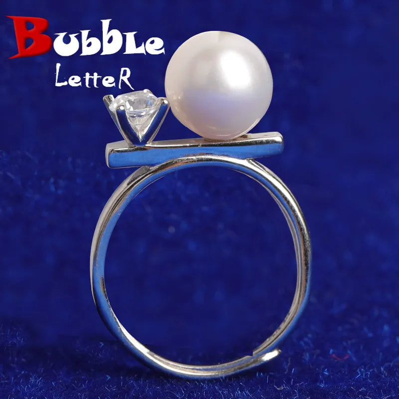 Luxurious Pure Pearl Silver-Plated Hip Hop Ring