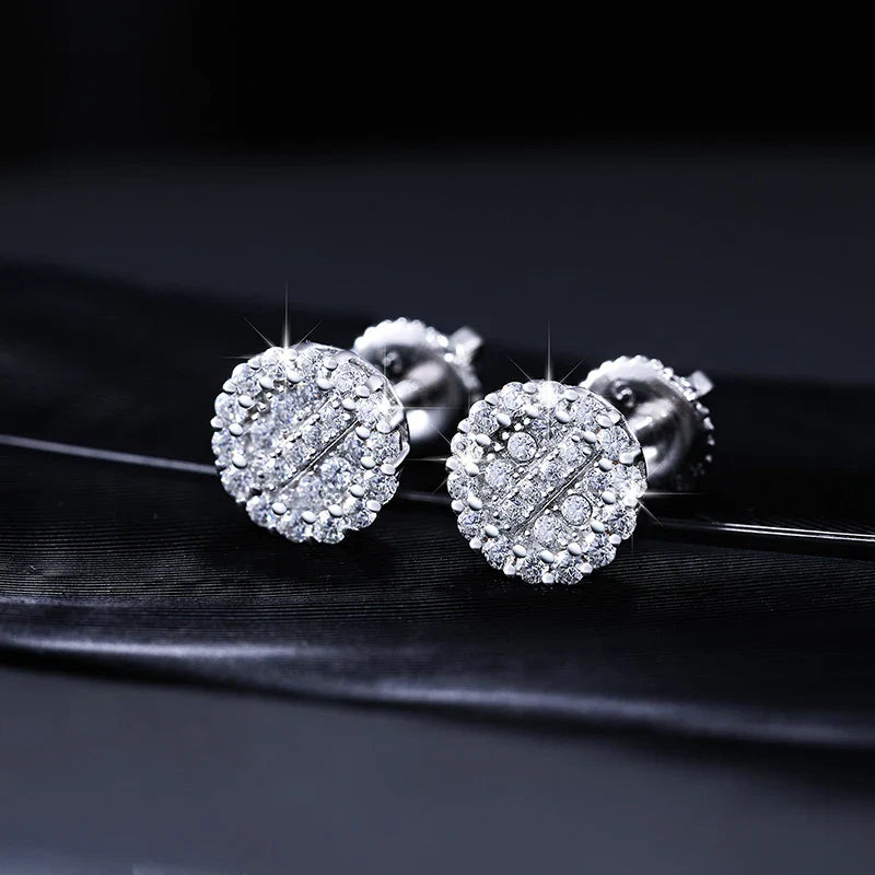 Luxury Moissanite Round Studs in Sterling Silver