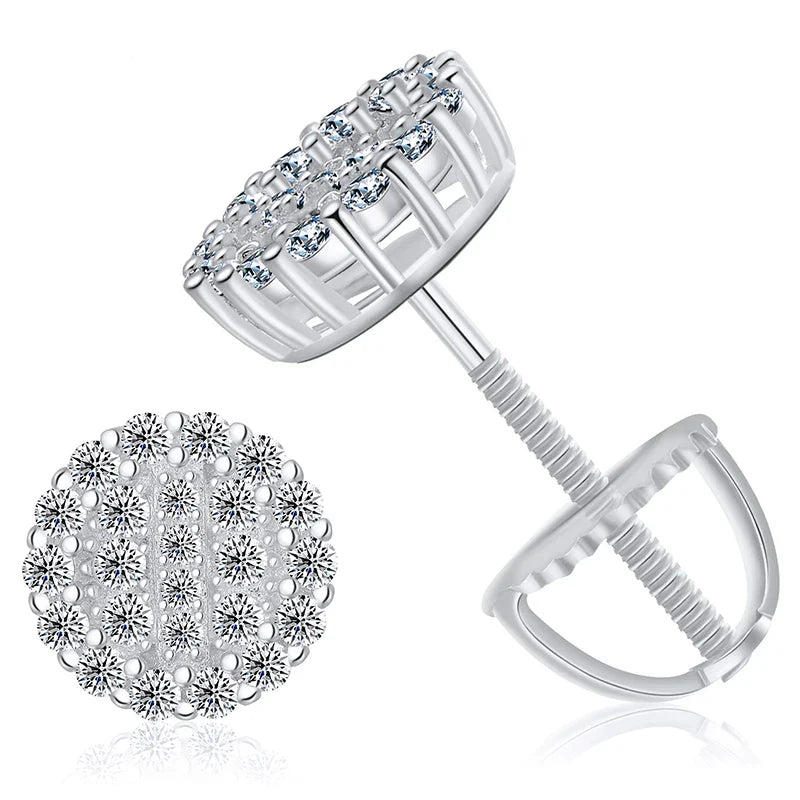 Luxury Moissanite Round Studs in Sterling Silver - Silver / United States